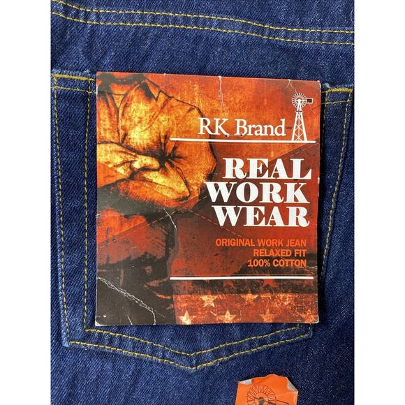RK Brand Work Jeans Mens‎ 38 x 26.5 Dark Wash Denim Relaxed Fit Straight NWT - Picture 3 of 11